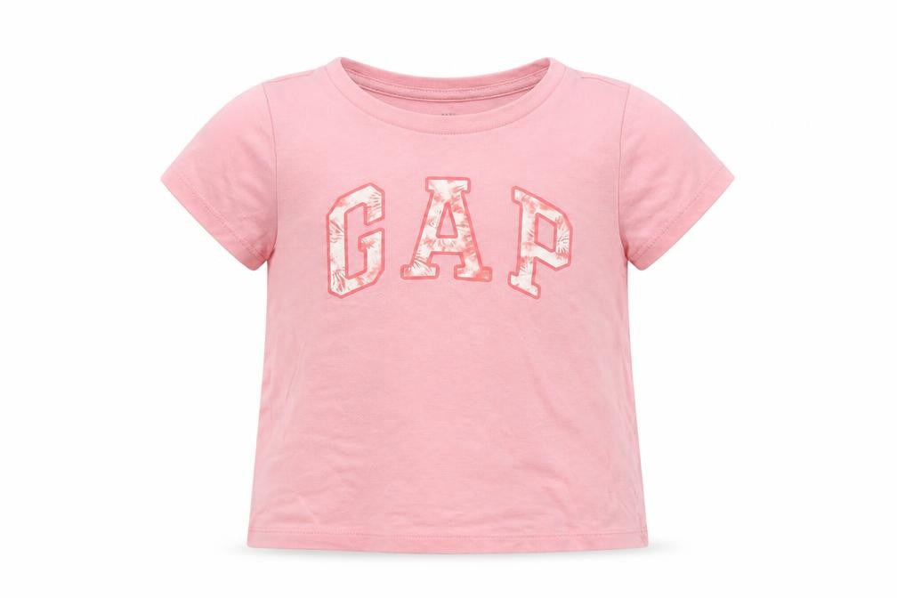 Front view of Gap girls’ pink cotton basic polo, size 3, years crew neck
