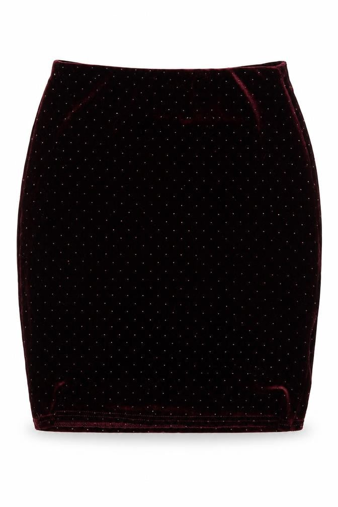 New Look Womens Red Polka Dot Polyester Mini Skirt Size 6  Regular  - Burgundy