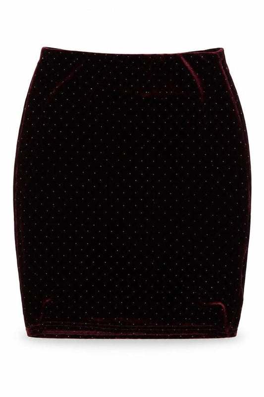 New Look Womens Red Polka Dot Polyester Mini Skirt Size 6  Regular  - Burgundy