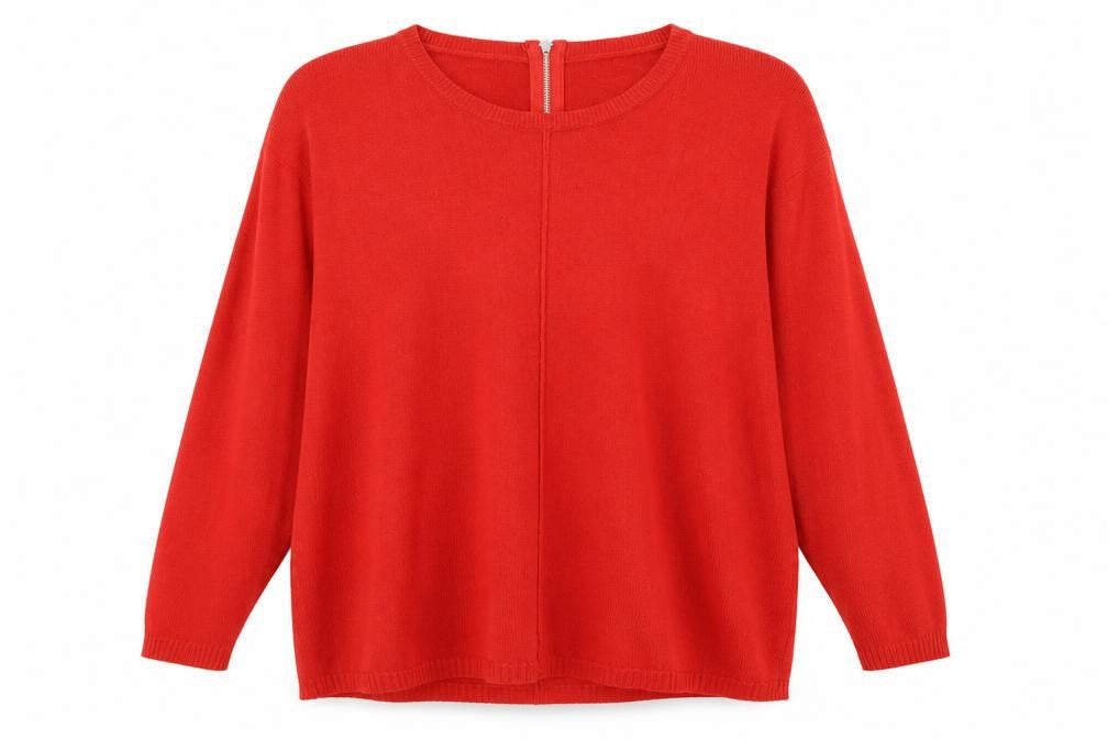 First Avenue Womens Red Round Neck  Acrylic Pullover Jumper Size XL