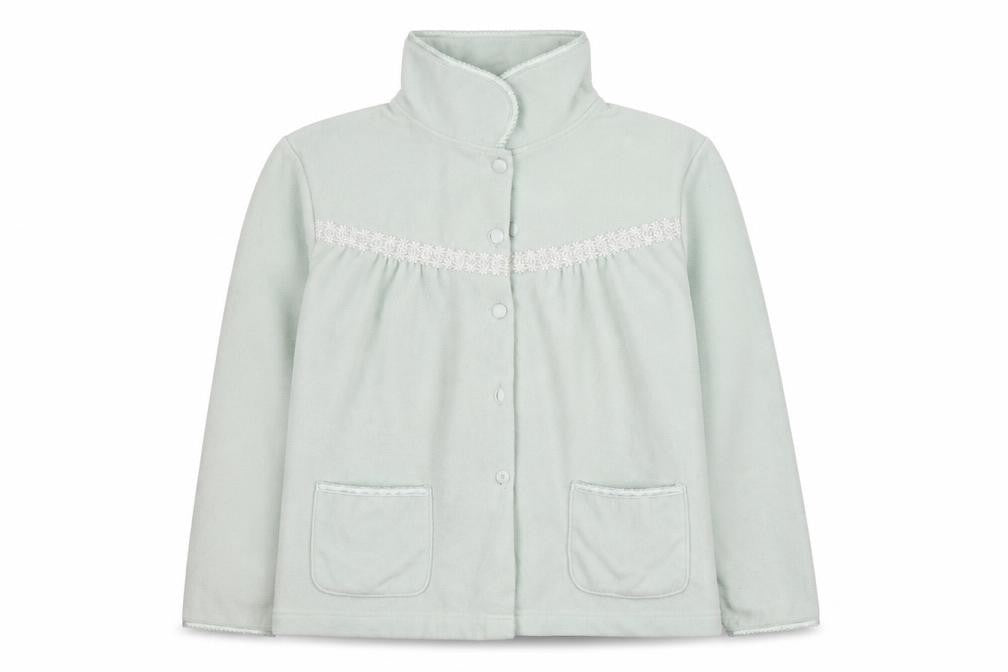 Front view of BHS women’s green polyester top pyjama top, size UK 8