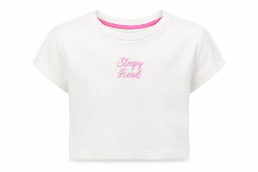 Front view of jeff & co girls’ white cotton cami pyjama top, size 2-3, years pullover - sleepy head