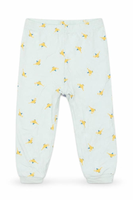 Front view of George girls’ green geometric cotton pyjama pants, size 18-24, months pullover - tea pot