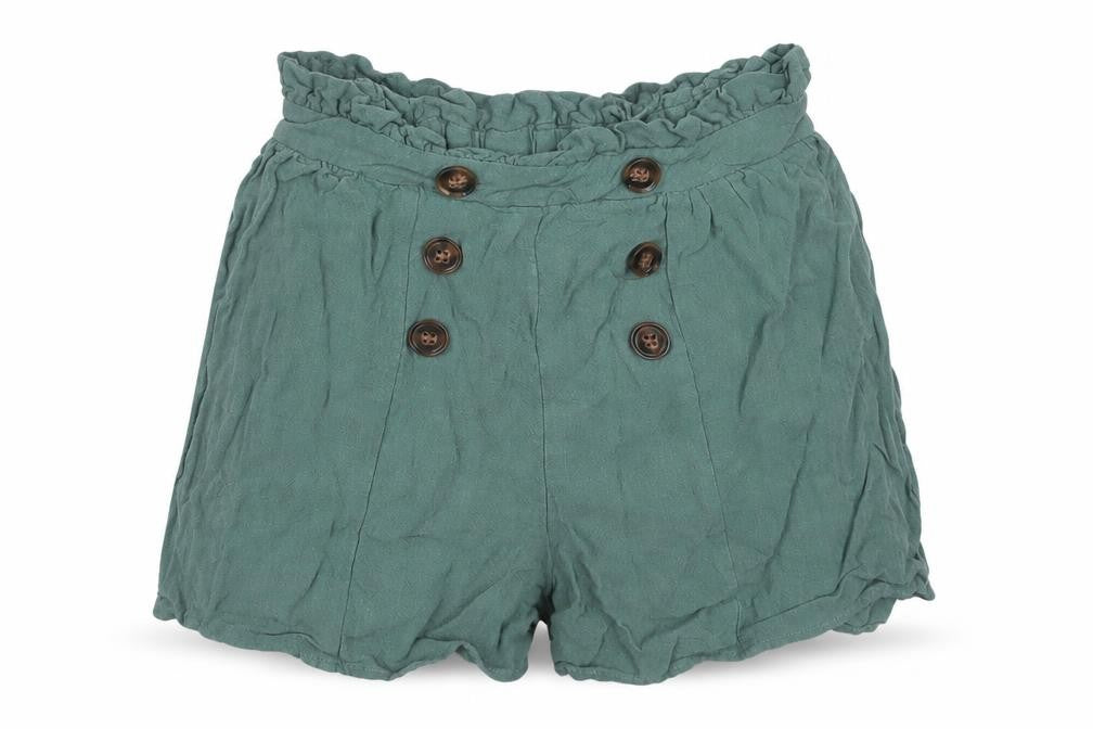 Ally Womens Green  Viscose Paperbag Shorts Size 8 L3 in Regular Button