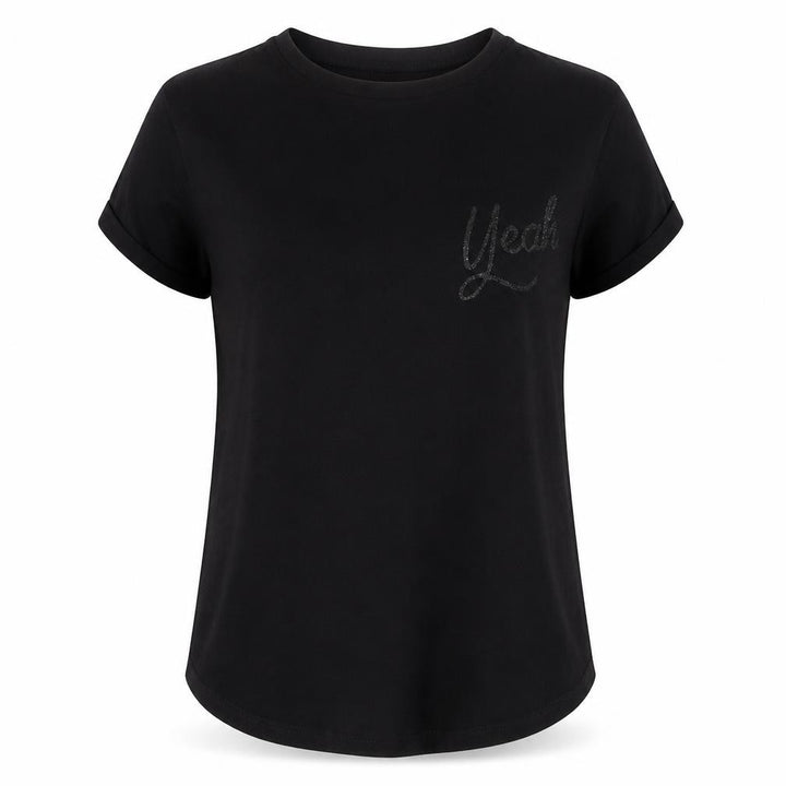 Pull&Bear Womens Black Polyester Basic T-Shirt Size S Crew Neck - yeah