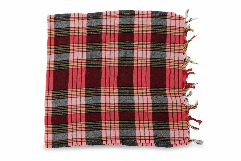Front view of Preworn women’s pink check shawl/wrap