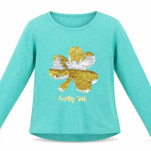 Dunnes Stores Girls Green  Cotton Basic Blouse Size 9 Years Crew Neck  - Lucky