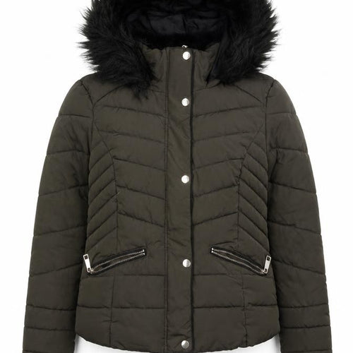 Primark Womens Green   Quilted Coat Size 4  Lace Up