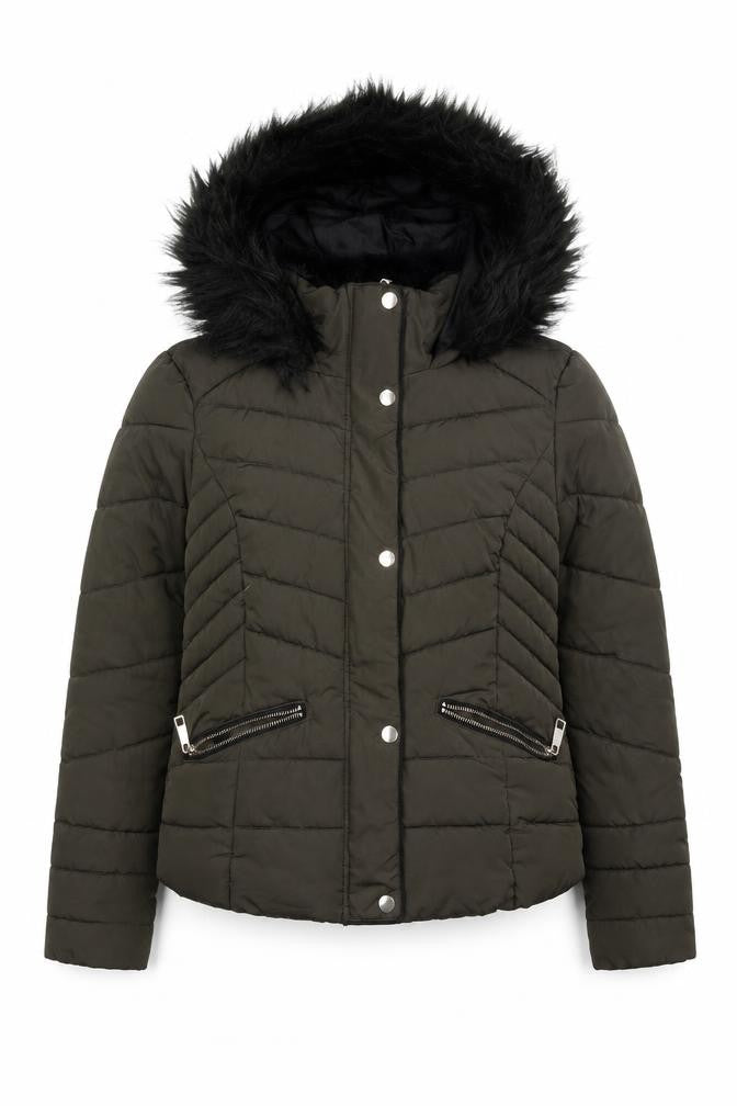 Primark Womens Green   Quilted Coat Size 4  Lace Up