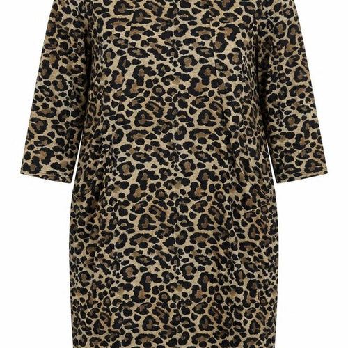 Styled By Womens Brown Animal Print Polyester T-Shirt Dress  Size M  Round Neck Pullover