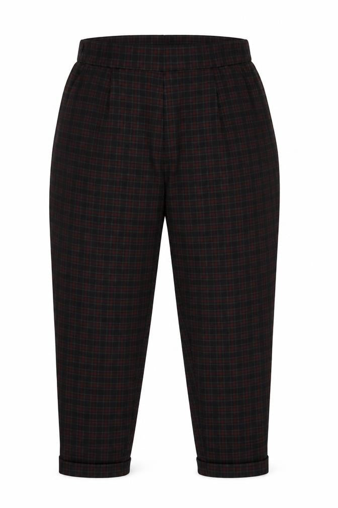 Innocence Womens Purple Check Polyester Jogger Trousers Size 12 L24 in Regular