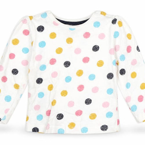Primark Girls Multicoloured Polka Dot Cotton Basic T-Shirt Size 9-12 Months Round Neck