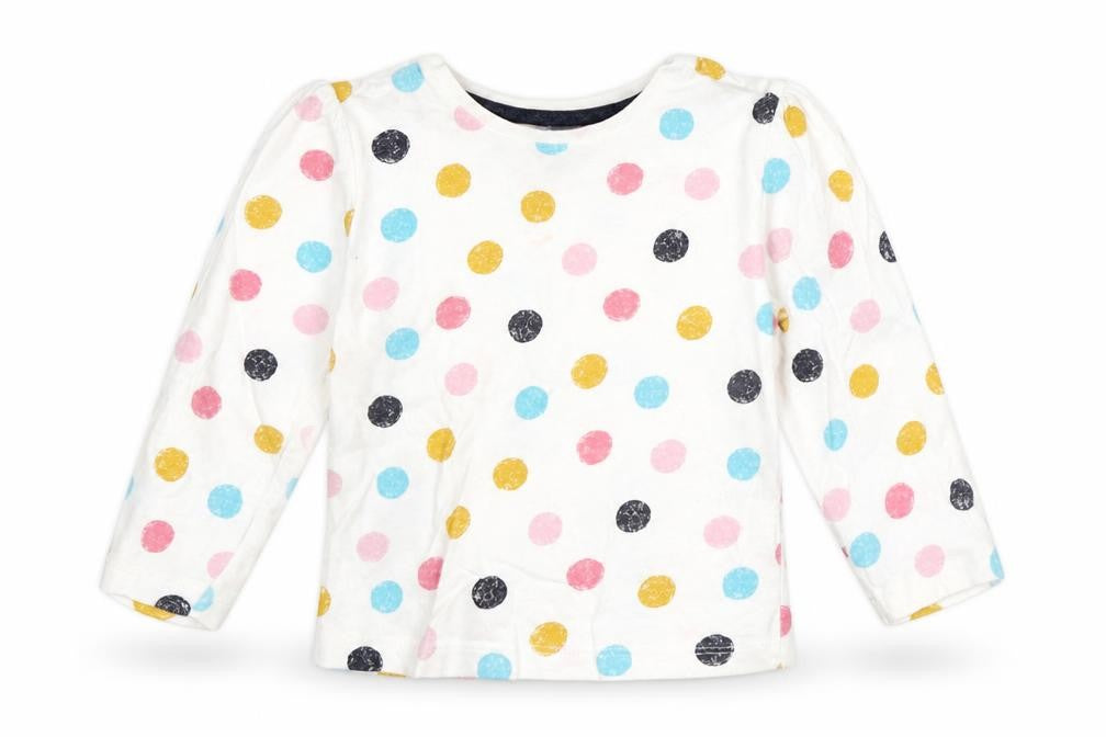 Primark Girls Multicoloured Polka Dot Cotton Basic T-Shirt Size 9-12 Months Round Neck