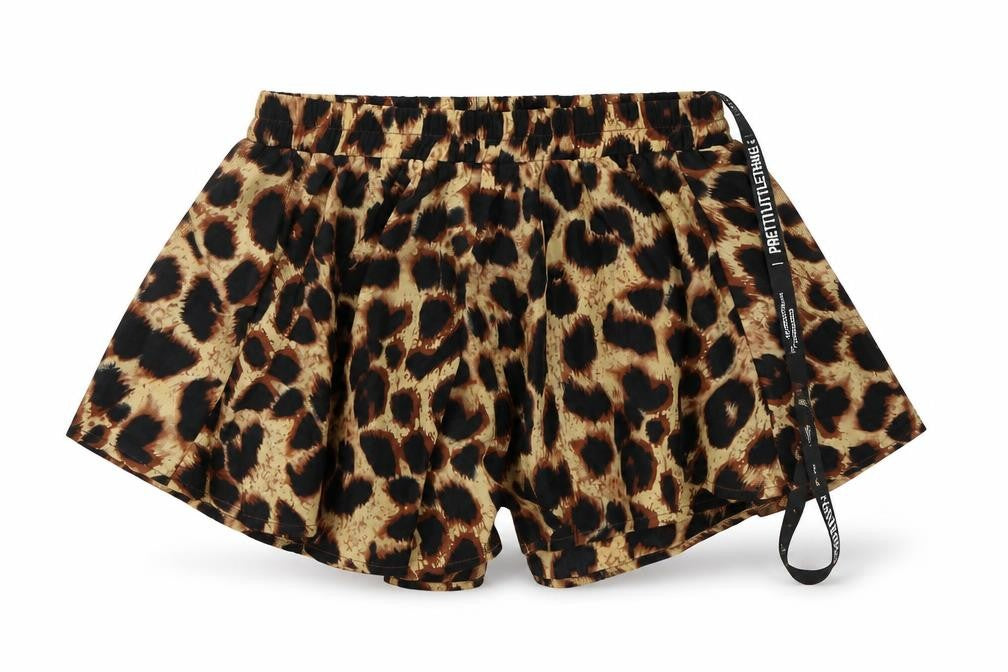 Front view of PRETTYLITTLETHING women’s multicoloured animal print polyester a-line skort, size UK 4, regular