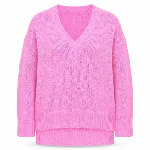 Brave Soul Womens Pink V-Neck  Acrylic Pullover Jumper Size M