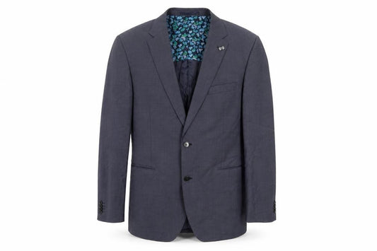 Front view of Van Kollem men’s blue wool jacket blazer, size 44