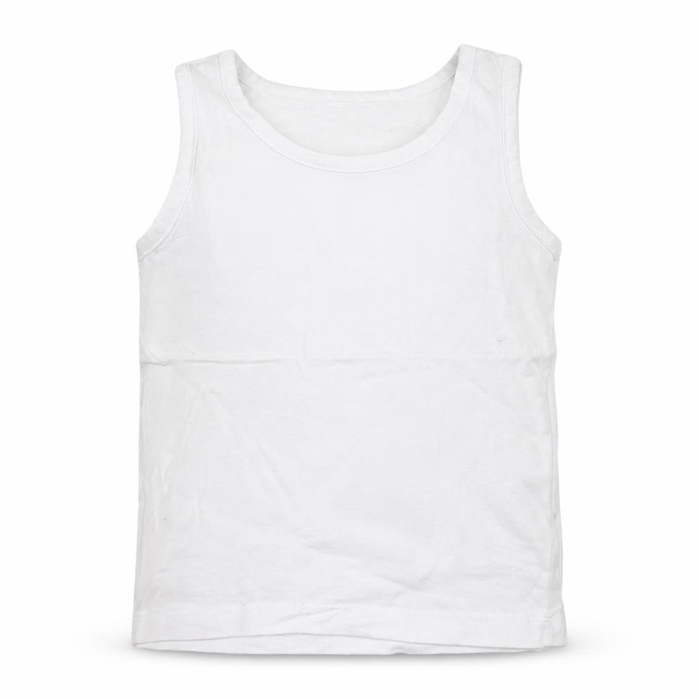 Matalan Boys White  Cotton Basic Tank Size 2-3 Years Crew Neck Pullover