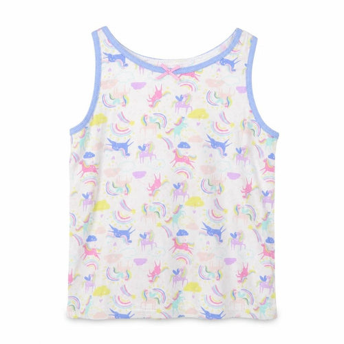 Primark Girls Multicoloured Geometric Cotton Basic Tank Size 5-6 Years Crew Neck Pullover - Unicorns and Rainbows