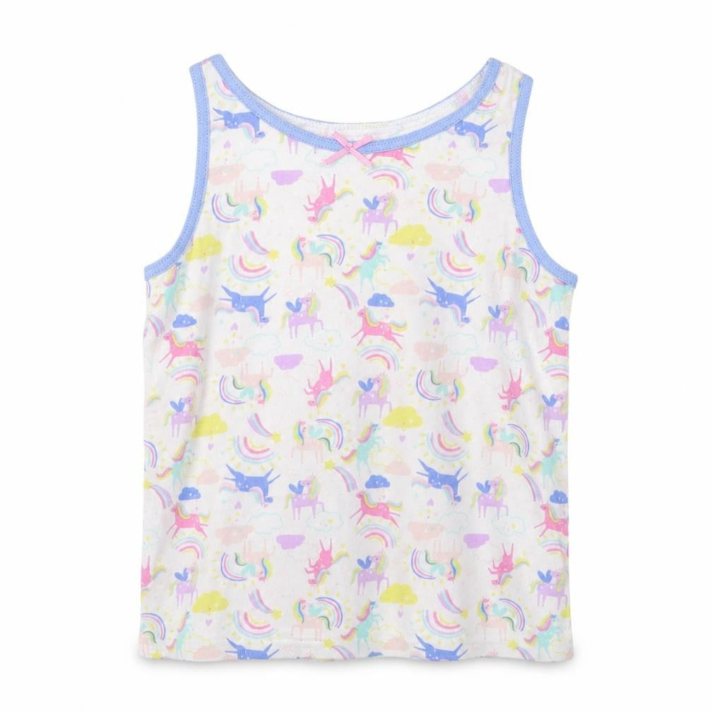 Primark Girls Multicoloured Geometric Cotton Basic Tank Size 5-6 Years Crew Neck Pullover - Unicorns and Rainbows