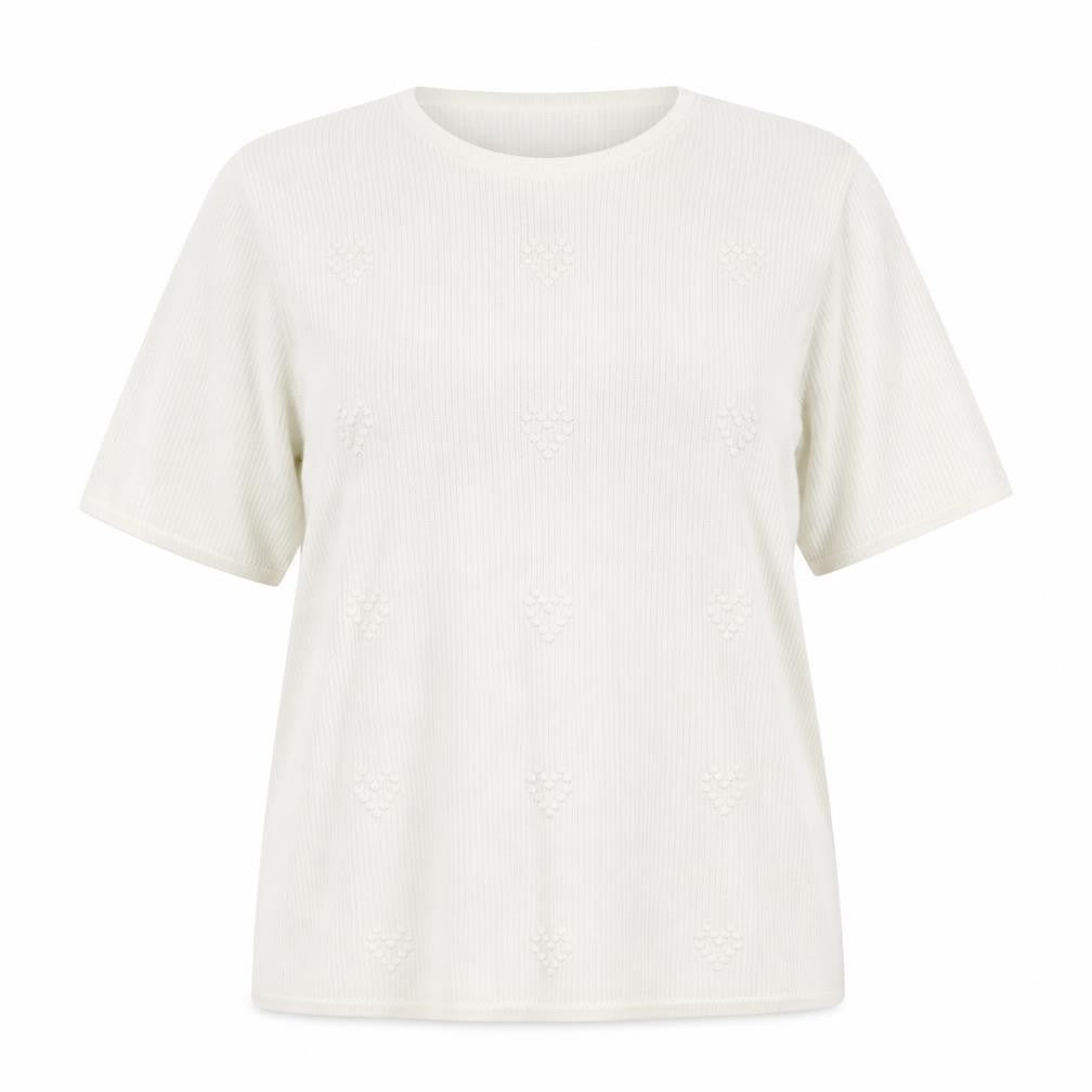 Front view of TU women’s white viscose pullover sweatshirt, size UK 16, pullover - heart pattern