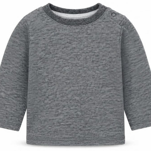George Boys Black Striped Cotton Basic T-Shirt Size 6-9 Months Crew Neck Snap