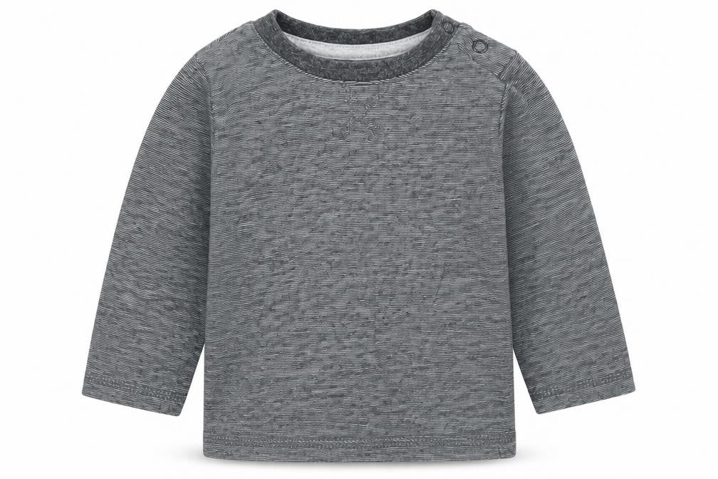 George Boys Black Striped Cotton Basic T-Shirt Size 6-9 Months Crew Neck Snap