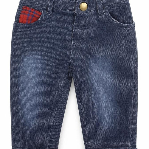 Hullabaloo Boys Blue  Cotton Capri Trousers Size 6-9 Months  Snap