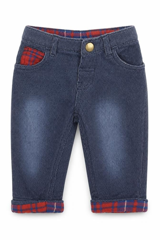 Hullabaloo Boys Blue  Cotton Capri Trousers Size 6-9 Months  Snap
