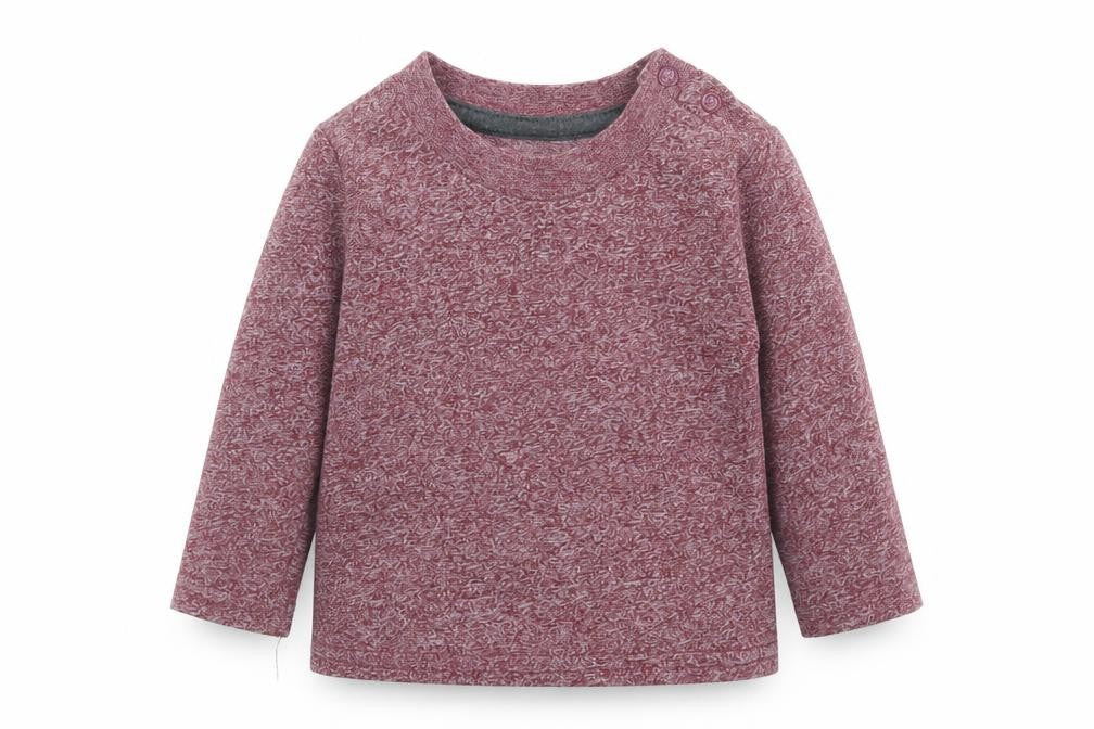 Front view of Primark boys’ red cotton basic t-shirt, size 3-6, months crew neck snap