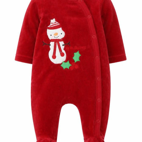 Blue Zoo Baby Red Solid Cotton Cami One Piece Size 0-3 Months  Button - Snowman