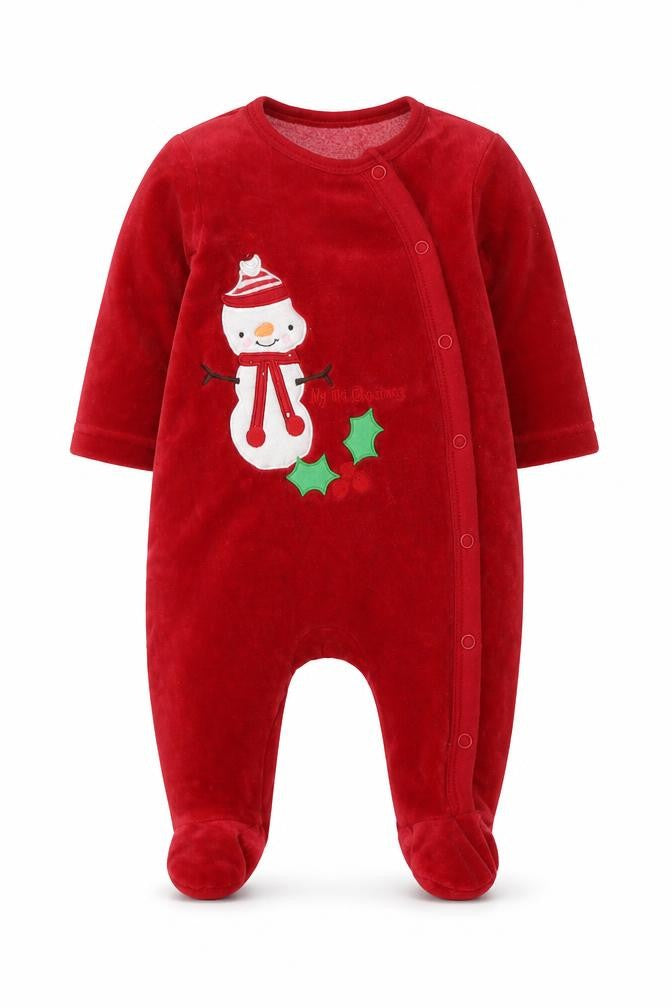 Blue Zoo Baby Red Solid Cotton Cami One Piece Size 0-3 Months  Button - Snowman
