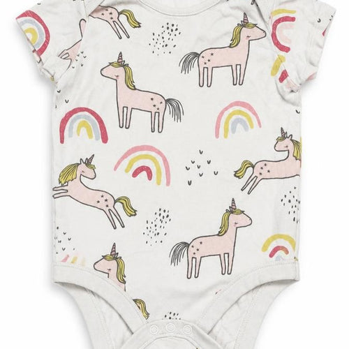 F&F Girls Multicoloured  Cotton Babygrow One-Piece Size 9-12 Months  Button - Unicorns & Rainbows