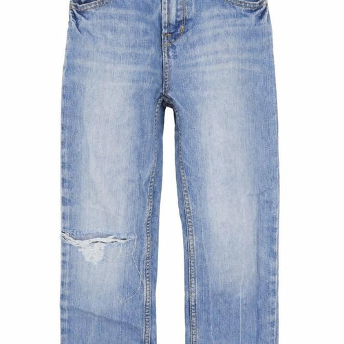 Matalan Boys Blue  Cotton Straight Jeans Size 9 Months  Regular Button - Distressed Look