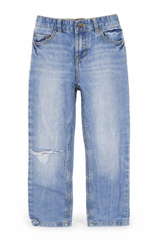 Matalan Boys Blue  Cotton Straight Jeans Size 9 Months  Regular Button - Distressed Look