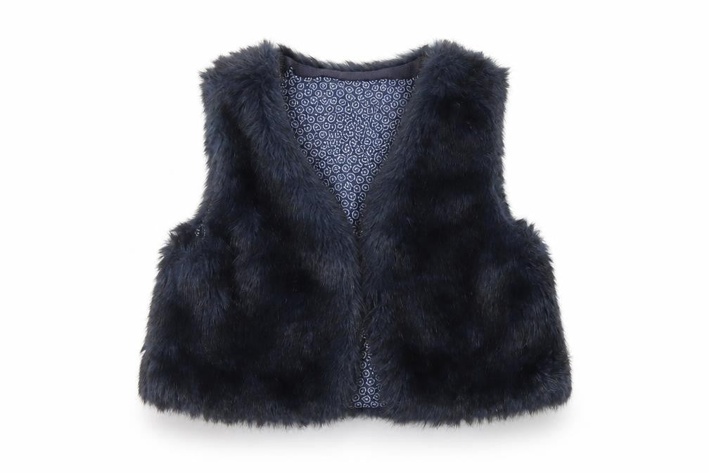 Mexx Girls Blue   Gilet Waistcoat Size L  Hook & Eye - Fur Waistcoat