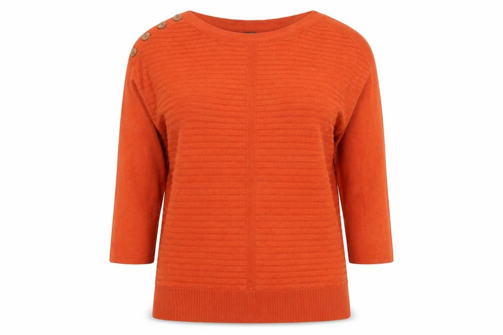 Bonmarché Womens Orange Boat Neck  Viscose Pullover Jumper Size 12