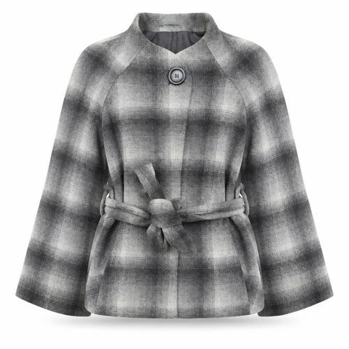Et vous Womens Grey Check  Overcoat Coat Size 12   - Belted