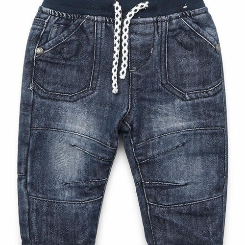 Denim Co Boys Blue  Cotton Cargo Jeans Size 3-6 Months  Drawstring