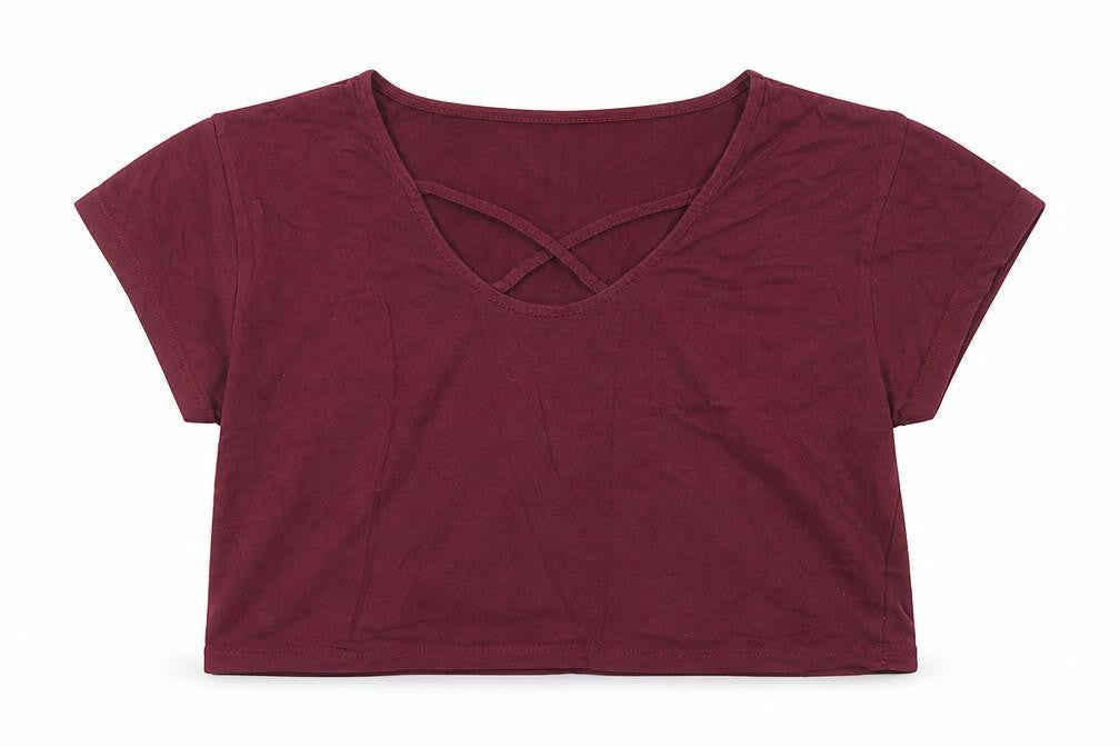 915 Generation Girls Purple  Cotton Cropped T-Shirt Size 9 Years Scoop Neck