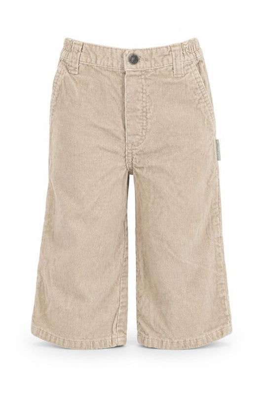 Front view of Cherokee boys’ brown cotton capri jeans, size 18-24, months button