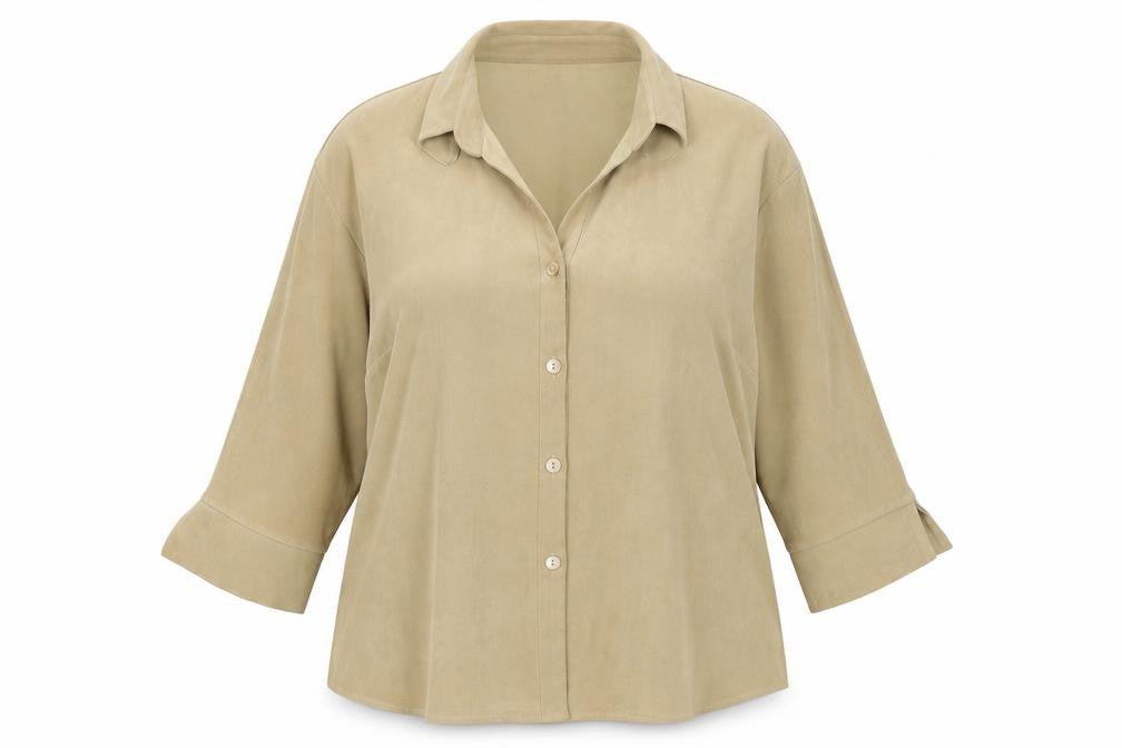 Sara Woman Womens Beige  Polyester Basic Button-Up Size 20 V-Neck