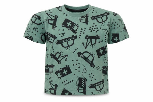 Front view of George boys’ green cotton basic t-shirt, size 2, years round neck