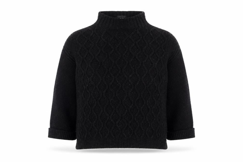 Front view of Next women’s black high neck argyle/diamond acrylic jumper, size L