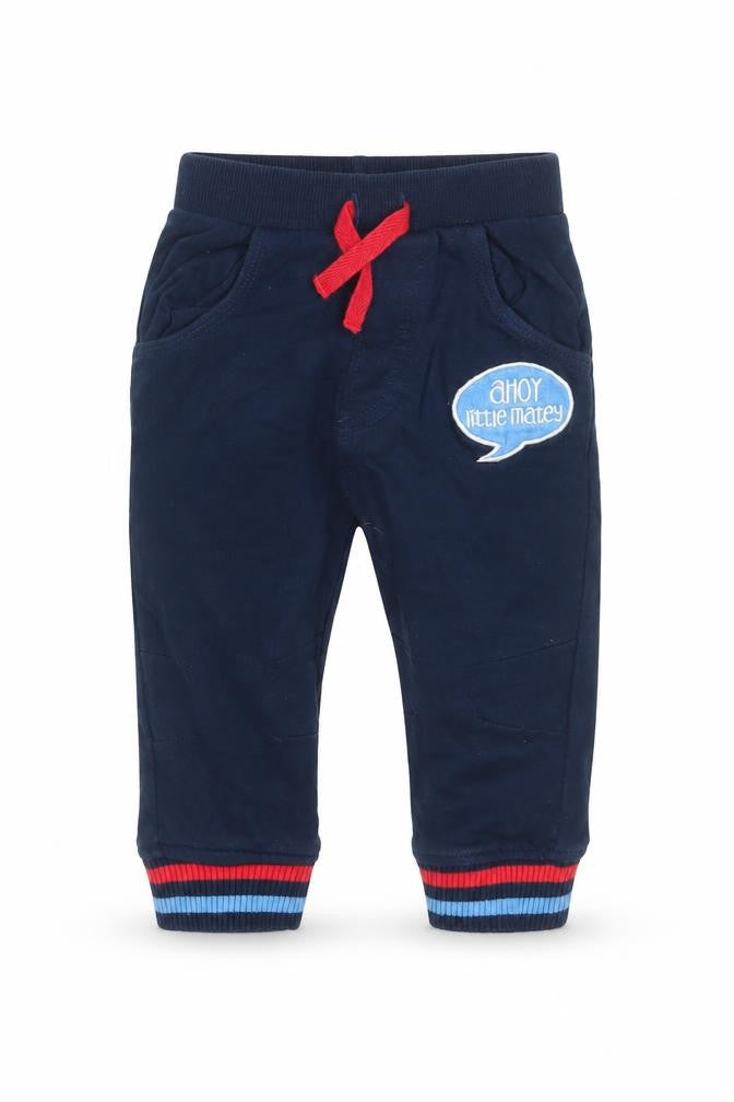Crafted Boys Blue  Cotton Jogger Trousers Size 9-12 Months  Drawstring