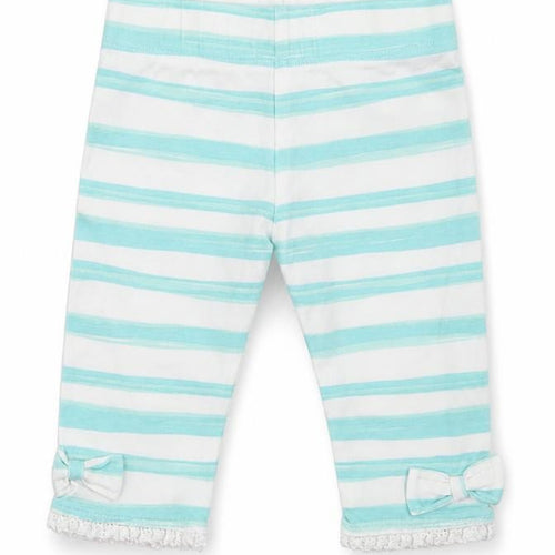 Disney Baby Girls Blue Striped Cotton Capri Leggings Size 0-3 Months