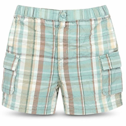 George Boys Blue Plaid Cotton Cropped Trousers Size 3-6 Months  Button