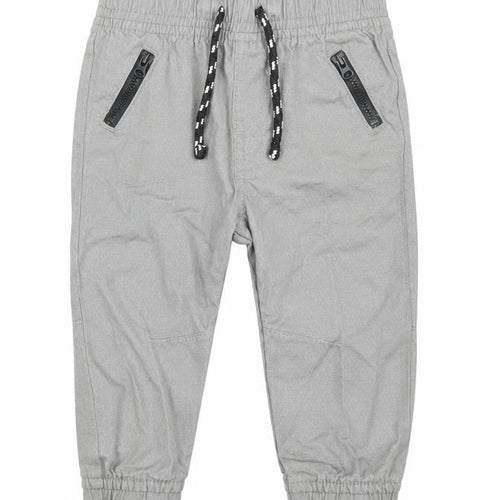 Denim Co Boys Grey  Cotton Windbreaker Trousers Size 9-12 Months  Drawstring