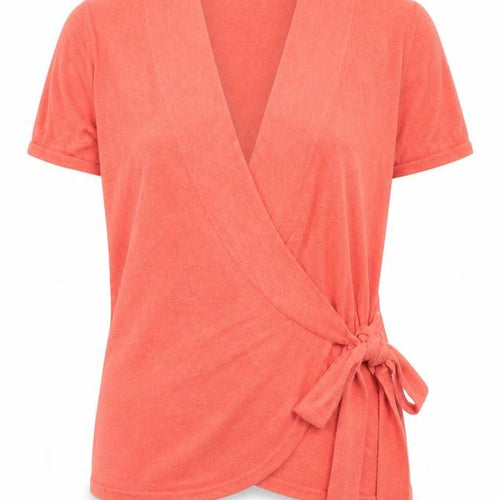 Topshop Womens Orange V-Neck  Cotton Wrap Jumper Size 12