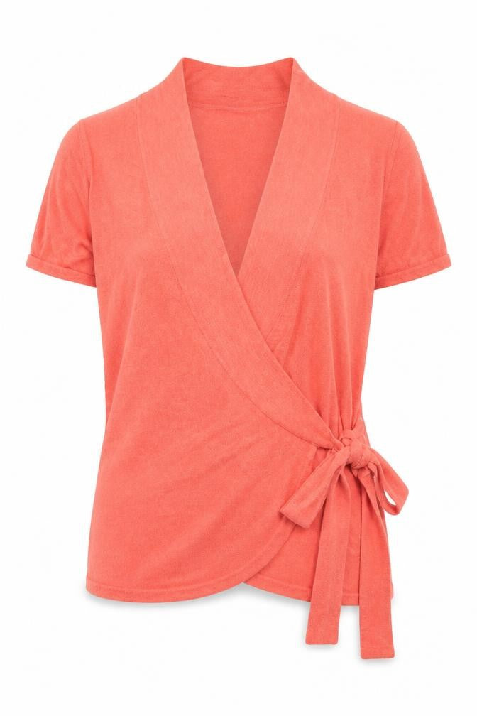 Topshop Womens Orange V-Neck  Cotton Wrap Jumper Size 12
