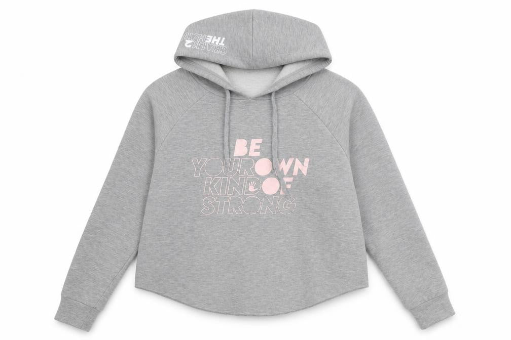Front view of Just Cool women’s grey polyester pullover hoodie, size S, - cropped
